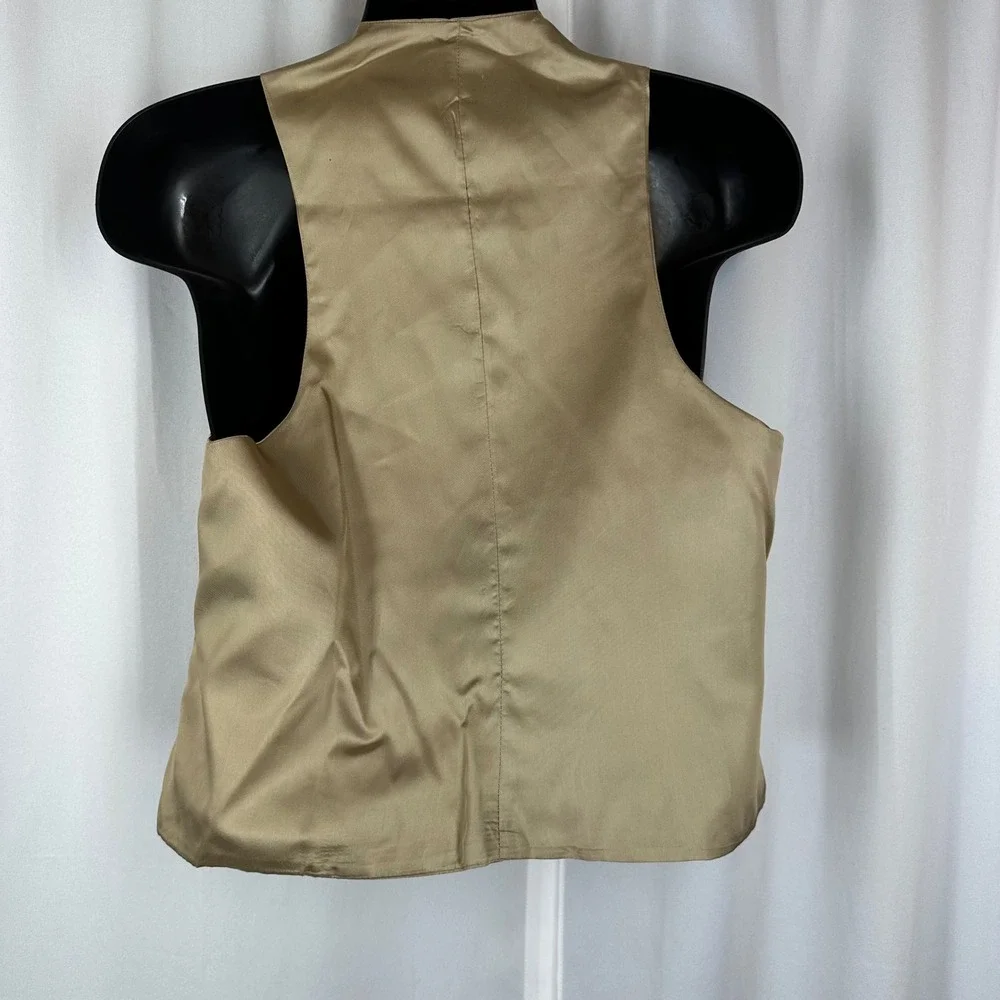 Men's Reversible Plaid Button Vest Size S? Gray Tan Waistcoat READ